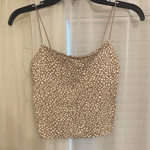 Gaze light brown and white spotted cami cropped tank top